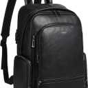 Computer Backpack for Women Soft Leather Back pack with 15.6 inch Laptop Compartment, Designer Ladies Travel Backpack, Black