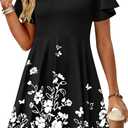 Zeagoo Womens Summer Dress Casual Swing Wedding Guest Dress Floral Ruffle Short Sleeve Sundresses Beach Mini Dress 2026 (XX-Large)
