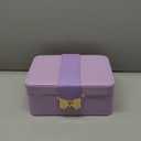 Lolalet 2 Layer Jewelry Box for Teen Girls & Young Women, Jewelry Organizer Case with Bow Clasp and Mirror for Earrings Rings Necklaces Storage, Gift Idea -Purple