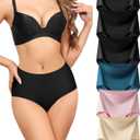 LEVAO Womens High Waist Seamless Underwear Full Coverage Breifs No Show Ladies Panties 6 Pack S-XXL (3*black/Dark Blue/Soy Powder/Skin Color)