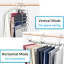 Magic Pants Hangers Space Saving - 2 Pack for Closet Multiple Layers Multifunctional Uses Rack Organizer for Trousers Scarves Slack (2 Pack with 10 Metal Clips)