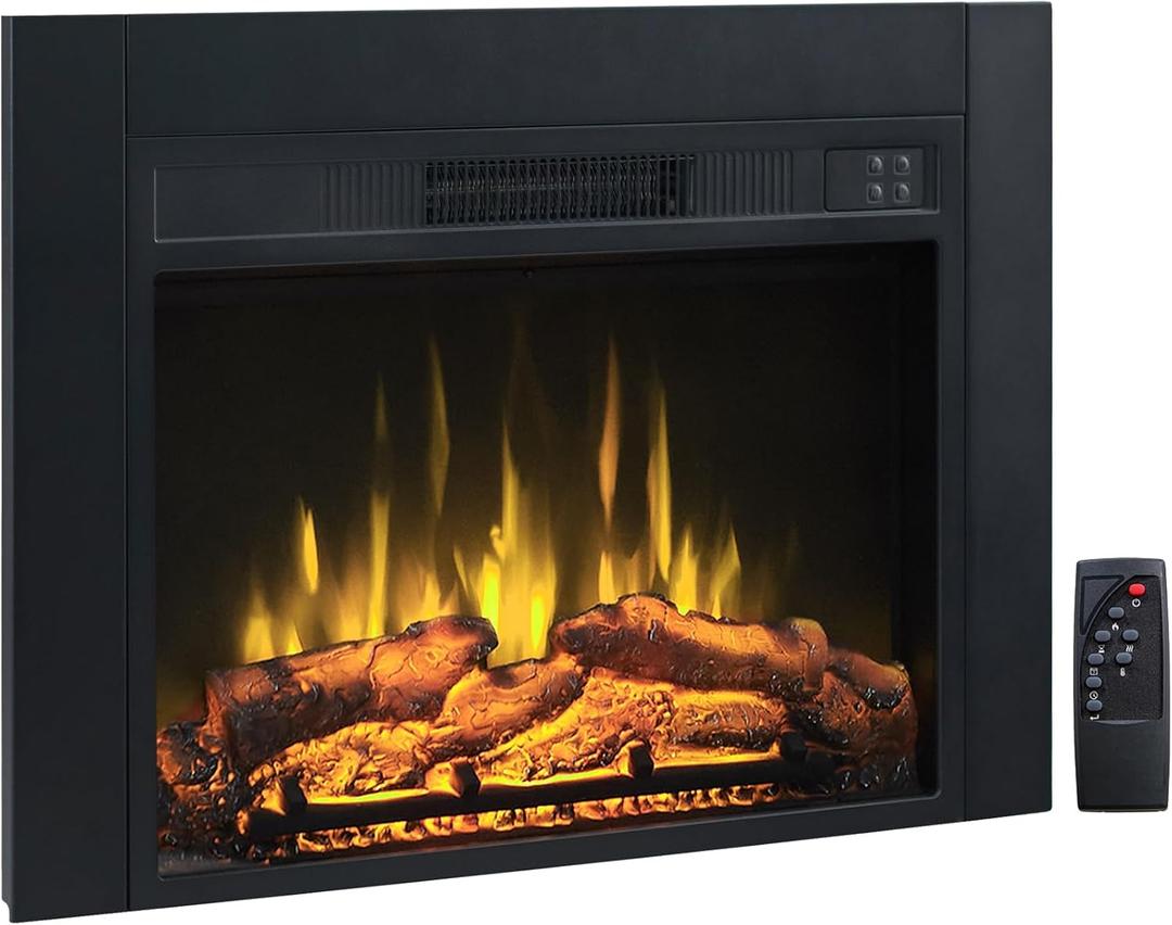 Efiretric Adam Electric Fireplace Insert with Front Trim Kit, 23" W x 17" H (EF447) with Front Trim Kit, 1500W Heater, Remote Control and Timer, 23.46" W x 17.64" H x 5.12" D