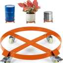 Garvee 55 gal Drum Dolly with Labor-Saving Handle,1200 LBS Capacity, Oil Drum Cart with Smooth-Rolling Wheels & Brake Wheels, Heavy Duty q235 Steel Barrel Drum Dollies for Garages Warehouse Workshop (Orange)