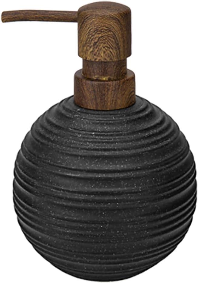 1pcs Hand Soap Dispenser Set, Sandstone Textured Resin Liquid Soap Dispenser for Bathroom Countertop, Heavy & Sturdy Dish Wash Soap Dispenser for Kitchen, Matte Black