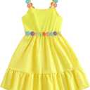 GORGLITTER Girl's Floral Mini Dresses Summer Beach Vacation Girl Birthday Ruffle Cute Sundress Cute Clothes Yellow 6 Years
