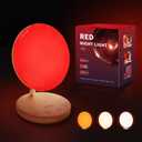 CAREMORR Red Therapy Night Light for Sleep Aid, Baby Nursery & Bedrooms - 670nm Bedside Lamp with Timer/Dimmer, Amber Light & Daylight Modes