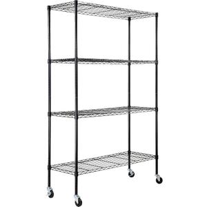 VEVOR Storage Shelving Unit, 4-Tier Adjustable Storage Shelves, 48" L x 18" W x 74" H Garage Storage Shelves, Metal Shelves with Wheels for Kitchen Pantry Basement Bathroom Laundry