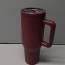 Barpertik 40 oz Tumbler with Flip Straw&LeakProof Lid|Built-in Straw&Handle|Stainless Steel&Rubber Base|Water Bottle Insulated Cup Travel Mug|BPA Free|Cranberry