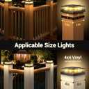 APONUO Solar Post Cap Lights for 4x4 Fence Posts, IP64 Waterproof Outdoor LED Deck Lights with 2 Modes (Warm White & Cool White), Auto On/Off Dusk to Dawn, Easy Install, Black, 8 Pack