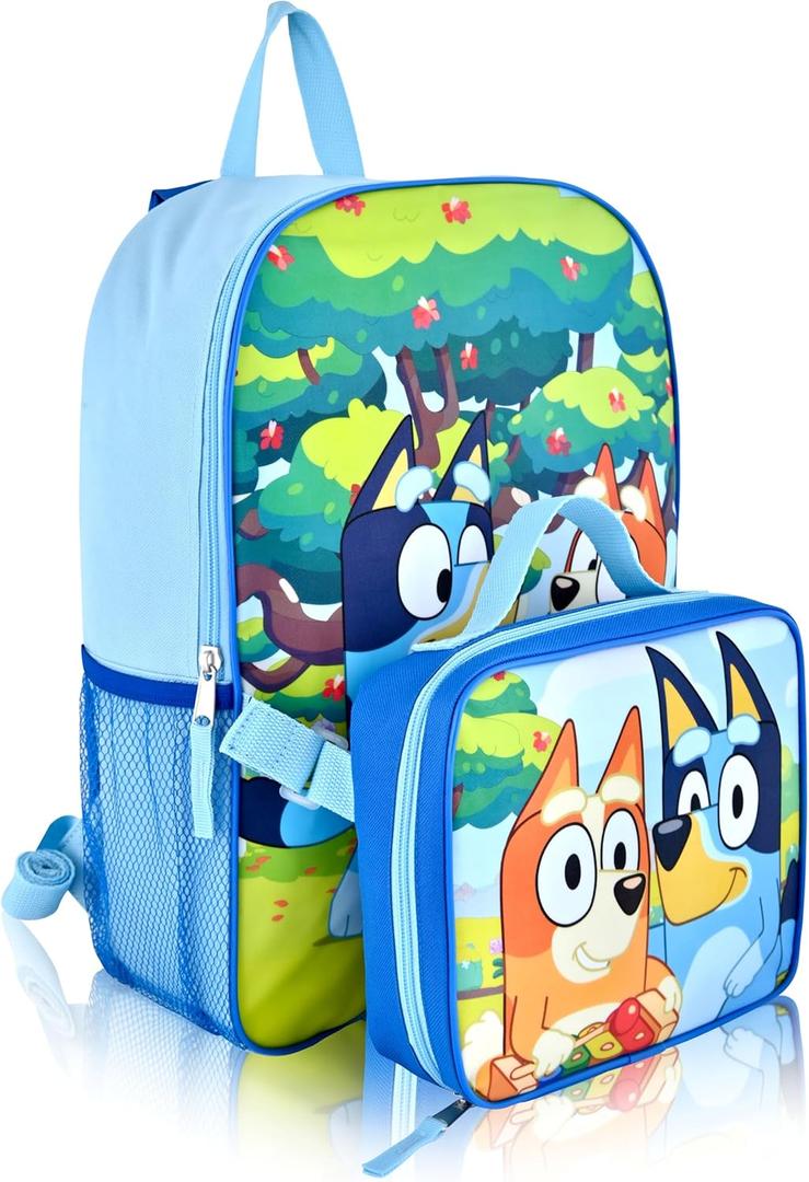 Bluey Backpack With Lunch Box for Kids | Insulated Lunch Bag Lunch Box for Boys, Girls, Toddlers | Backpack for School and Reusable Lunchbox