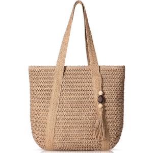 Trifabricy Beach Bags for Women, Large Beach Bag, Woven Straw Tote Bags Waterproof, Weaving Swim Shopping Travel Bag