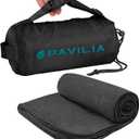 PAVILIA Travel Blanket Airplane Compact with Bag, Soft Packable Plane Blanket Kids Adults, Portable Camping Flight Essentials, Travelers Gifts Accessories, Luggage Backpack Strap, 65x40 Black