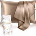 Miss Adola 2 Pack Mulberry Silk Pillow Case for Hair and Skin 19 Momme Standard 26"x20" Taupe Brown Silk Pillowcase Soft Smooth Silk Pillowcase Sleeping for Moms, Women