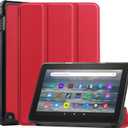 for Amazon All-New Kindle Fire 7 (12th Generation,2022 Release) Smart Cover, Ultra Slim Lightweight Folio Stand Auto Sleep/Wake Up Leather Case for New Fire HD7 12th Gen 2022 (Red)
