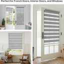 LazBlinds No Drill Zebra Blinds for French Door, Cordless Blinds for Door with 20" Covering Width, Small Gap Design Light Filtering Sheer Shades for Indoor Windows, 20 5/8" W x 24" L, Grey, 1 Panel