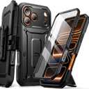 SUPCASE for iPhone 17 Pro Case with Camera Control Button (Unicorn Beetle Pro), [Built-in Kickstand & Screen Protector] [Military-Grade Protection] Full Body Heavy Duty Phone Case, Black