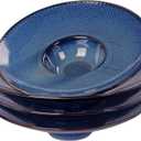 Soup Bowls, Soup Plates, 5.1 oz, Porcelain Pasta Bowl Set of 4, Wide Edge Shallow Bowl Plates, Rimmed Bowls with Rim, Best Choice for High-End Restaurants and Foodies,Royal Blue 9.8 Inch