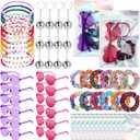 Geiserailie 60 Pcs Kpop Party Favors Popular Singer Supplies Friendship Bracelets Disco Keychain Sunglasses Holographic Scrunchie Set Bags 12 Set Friendship Gifts for Kpop Fans Women(Multicolored)
