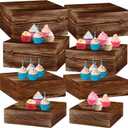 Barydat 8 Pcs Large 13.7" Wood Risers Display Stands Rustic Square Cupcake Stand Food Risers Stackable Display Box for Buffet Table Dessert Food Birthday Wedding Party(Black Brown)