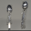 BNAZIND 2 Pack 8 inch Kunz Small Regular and Perforated Sauce Spoon Set | 18/10 Stainless Steel Chef  (Small Regular and Perforated)