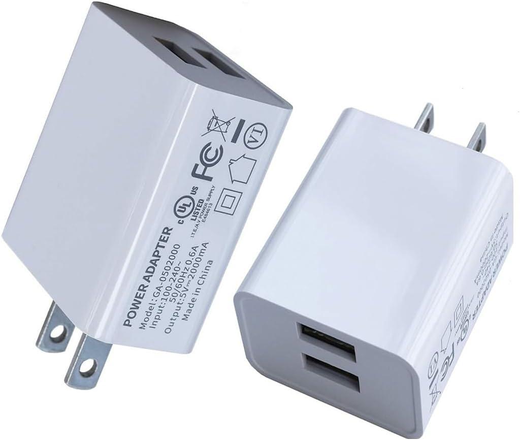 2Pack USB Wall Charger Dual Port Quick Charger Plug Cube 5V 2A for iPad iPhone,Samsung Galaxy,LG,Moto,Amazon Fire Tablet,PS4 Xbox,Headphone,Music Player,Kids Electric Toy,Small Smart Home Devices