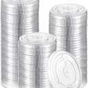 Ziliny 100 Count 90mm/3.54inch Plastic Flat Lids, Clear Pet Lids for Plastic Cup Disposable Cover for Cold Brew, Coffee, Beer, Cocktail,  Beverage Cups
