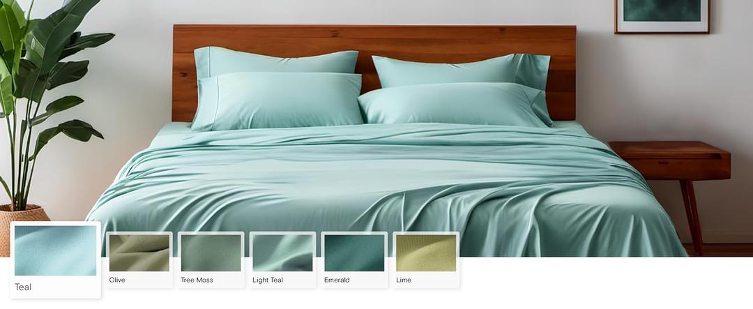 LuxClub Collection Pillowcases 2 Pack - Eco Friendly Wrinkle Free Cooling Pillow Cases with Satin Trim - Machine Washable Hotel Bedding Silky Soft - Teal King 36 x 20, Teal