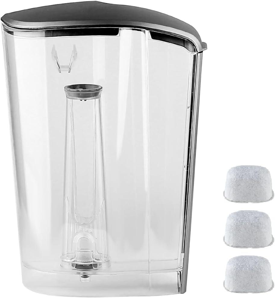 Replacement Part Water Reservoir with Water Filter Holder and 3 Charcoal filters,Compatible with Keurig K-Elite Coffee Maker Only (Brushed Silver)