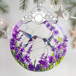 Stained Glass Ornament, Christmas Ornament, Hanging Ornaments for Home Decor & Christmas Tree Ornaments – Exquisite Holiday Decor, Xmas Gifts & Holiday Present - Hummingbirds