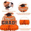 6 x 9PCS Graduation Party Decorations Class of 2026 Congrats Grad Table Centerpiece Congratulate Graduation Honeycomb Table Toppers for Graduation Party Supplies(Orange,Black