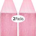 2 Packs 12 x 72 inches Pink Sequin Table Runner, Glitter Runner for Birthday Party Supplies Decorations Wedding Bachelorette Holiday Celebration Bridal Shower Baby Shower