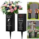 2 Pcs Cemetery Vases for Grave Metal Flower Holder with Spikes and Drainage Holes in Loving Memorial Cemetery Grave Decorations for Burial Ground Funeral Lawn Yard Favor