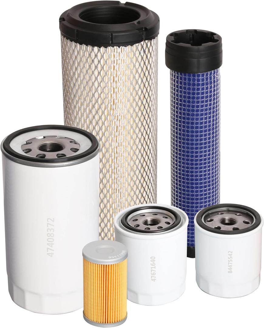 6PCS Filter Kit Compatible with New Holland TC35A TC35D TC35DA TC40A TC40D TC40DA TC45A TC45DA Tractor, Air Filter 87682998 84539215, Oil 84475542, Hydro 47671640, Fuel 84477366