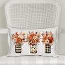 GTEXT Fall Pillow Cover 12x20 inch Autumn Bouquets Floral Stripes Dots Jar Throw Pillow Cover Autumn Decor Thanksgiving Outdoor Seasonal Decorative Pillowcase Farmhouse Decor for Sofa Bed Couch