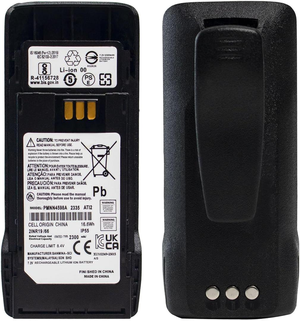 PMNN4598A PMNN4598 PMNN4600 PMNN4600A 7.2V 2300mAh Li-ion Battery Replacement for Motorola R2 with Belt Clip