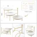 Kanwone 3 Tiered Serving Stand with White Porcelain Plates, 10" Round Tray, Dessert Table Display Set, Gold Metal Stand, Versatile & Durable