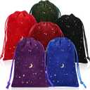 Hillban 30 Pcs 4 x 6 Inch Colorful Velvet Drawstrings Bags for Jewelry Moon Star Pouch with Drawstrings Jewelry Bags for Gift Packaging Wedding Anniversary Christmas Eid Mubarak