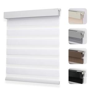 Joydeco No Drill Zebra Blinds for Windows, Cordless Day & Night Dual Sheer Roller Shades, Easy Installation, Free-Stop Lift System, Light Filtering Privacy Blinds for Home(White,70" W x 75" H)