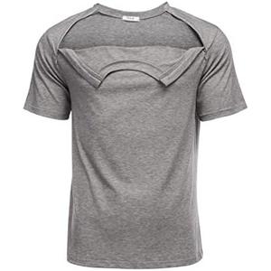 Deyeek Unisex Chemo Port Shirts Post Shoulder Surgery Recovery Shirts Tear Away Side Zippers Off Full Open Chemo Clothing Size L