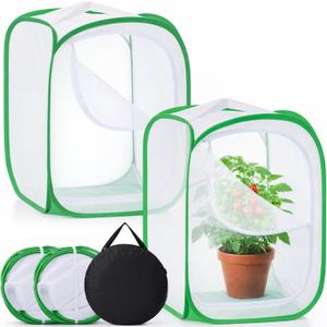 Gilprop 2 Pack Mesh Plant Covers 15.7 x 15.7 x 23.6 Inch Tomato Crop Netting Cage Garden Tents for Plant Protection from Insects Animals Outdoor Tall Crop Cage for Fruit, Vegetables, Flowers and Herbs