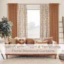 Terracotta Boho Blackout Curtains 84 Inch Long for Bedroom Living Room, Rust Burnt Orange Floral Decorative Patterned Drapes, Rustic Western Farmhouse Black Out Window Panels, Set of 2