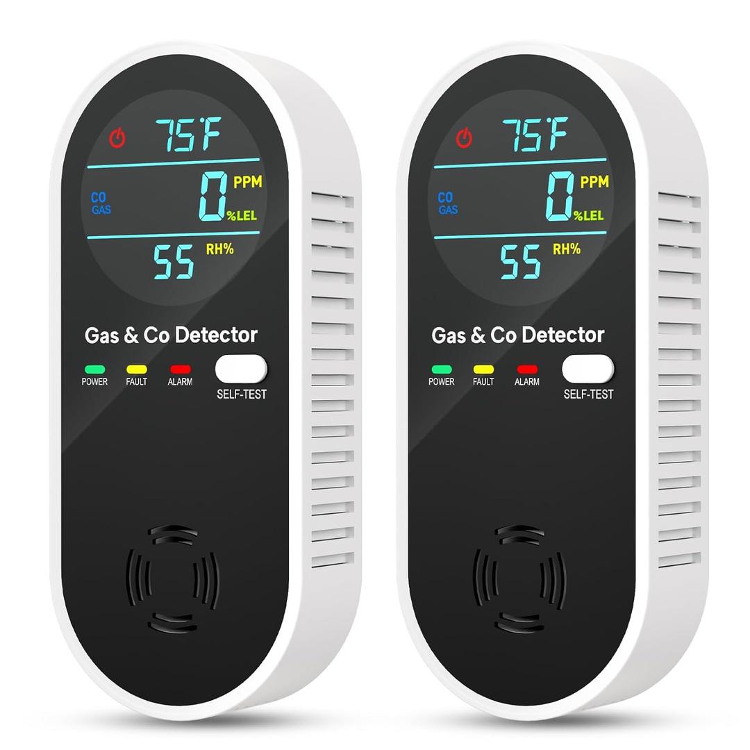4 in 1 Natural Gas Leak Detector and Carbon Monoxide Detectors with Natural, Propane, Co and Gas Leak Detectors - Install Carbon Monoxide Detectors - Temperature and Humidity Detectors for Home, RV (2