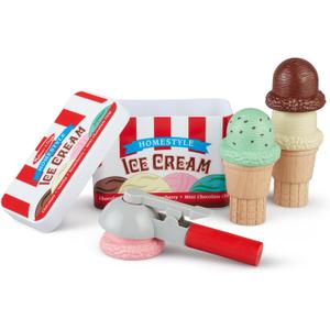 Melissa & Doug Scoop and Stack Ice Cream Cone Wooden Magnetic Pretend Play Food Set, Preschool Toy Play Ice Cream Set, Pretend Food, Toy for Toddlers and Kids Ages 3+ - FSC-Certified