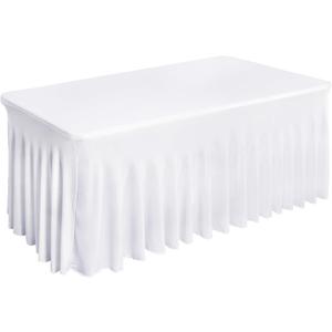 Fixwal White Spandex Tablecloth for Rectangle Table 6ft, Table Skirt for Folding Table, Table Cover for Party, Show, Wedding and Birthday (6FT|1 Pack)