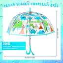 Jexine 1 Pcs Kids Clear Bubble Umbrella with an Easy Grip Handle Dome Transparent Umbrella Kids Umbrellas for Rain Boys Girls (Dinosaur)