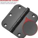 30 Pack Rounded Matte Black Door Hinges 3.5 Inch 5/8" Radius Interior 3 1/2" Flat Iron Bifold Residential Standard Bedroom Indoor for Doors 3 "Hardware Control House Home Decor Essentials Accessories