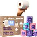 Bim Bam Boo 100% Bamboo Organic Chemical-Free Bulk Toilet Paper, Cloud-like Softness, Plant-Based Sustainable Tree-Free Bathroom Tissue, 24 Eco-Friendly Rolls, 2 Ply, 295 Sheets for RV and Camping
