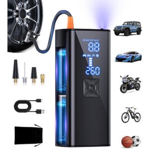 Tire Inflator Portable Air Compressor, 2X & 150 PSI Electric Air Pump with LED Light, Tire Inflator of Cars, Bicycle, Motorcycle, Ball