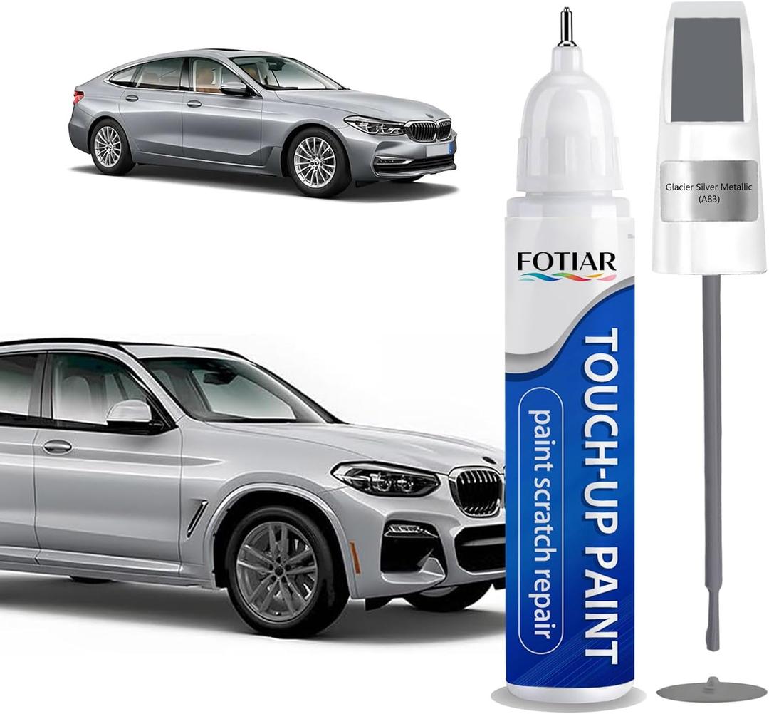 Glacier Silver Metallic A83 Touch up Paint for BMW-Exact Match Scratch Repair Kit 2-In-1 Premium Car Paint Pen for Chips & Nicks
