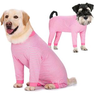 Yeapeeto Dog Onesie Surgery Recovery Suit for Large Bodysuit Dogs Pajamas PJS Full Body for Shedding, Prevent Licking, Wound Protection, Cone Alternative (X-Large, Pink)
